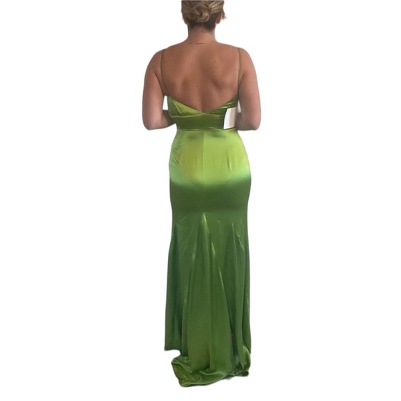 Jovani Satin Gown Green - Picture 2 of 6